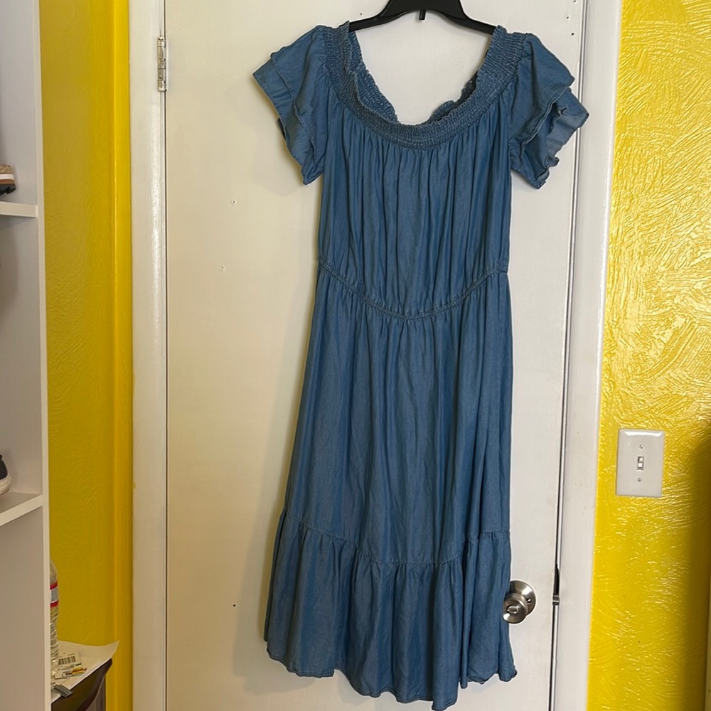 Denim off the shoulder dress
